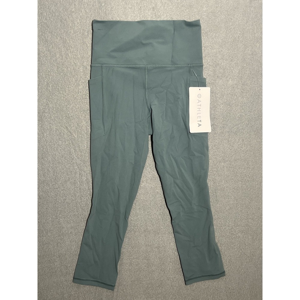 Athleta Salutation Stash Cinch Capri Powervita Pants Women's XXS Dusty Teal